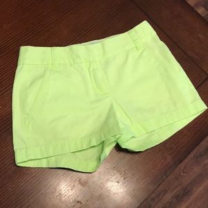 Neon green j.crew chino shorts
